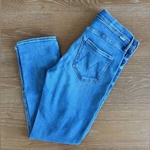 Mother Light Wash Slim Straight Midrise Crop Jeans (29)
